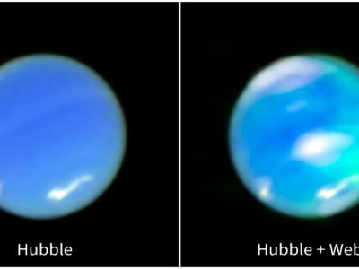Neptune Auroras (Hubble and Webb Image)